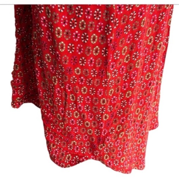 Anthropologie Maeve Daisy Midi Shirtdress Red size 14 Asymmetrical Hem - Picture 15 of 15